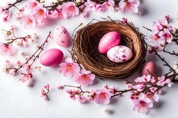 Obraz na płótnie Canvas pink eggs in nest