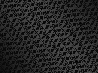 Black metal texture steel background. Luxurious steel ornament. Perforated metal sheet.