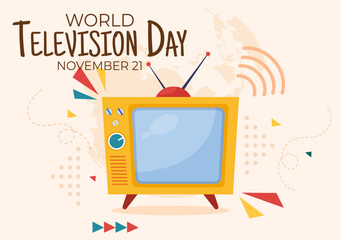 World Television Day Vector Illustration on november 21 with TV for Web Banner or Poster in Flat Cartoon Background Design