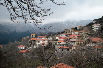 View of Xrisovitsi village in Arcadia, Greece