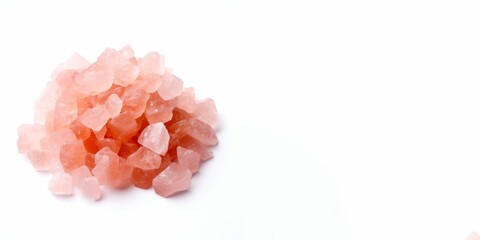 Himalayan pink crystal salt isolated on white background with copy space. Generative AI image