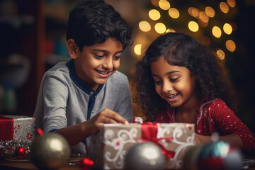 Indian kids enjoying Christmas