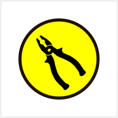 Stencil pliers icon Yellow button Tools clipart Vector stock illustration EPS 10