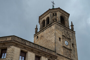 Fototapeta na wymiar The Clock Tower of the city of Ubeda, province of Jaen, Spain. It was originally a tower belonging to the medieval wall, built in the 13th century. I