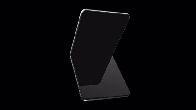 Flip, folding smartphone rotation and opening. 3D animation.