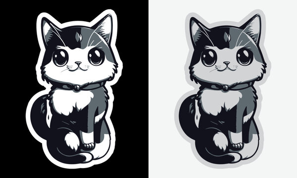Free vector cat cartoon character sticker