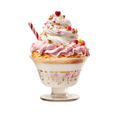 Cupcake strawberry cream  realistic and isolated white clear background,generative AI