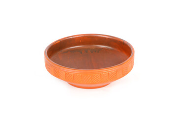 Clay bowls on white background