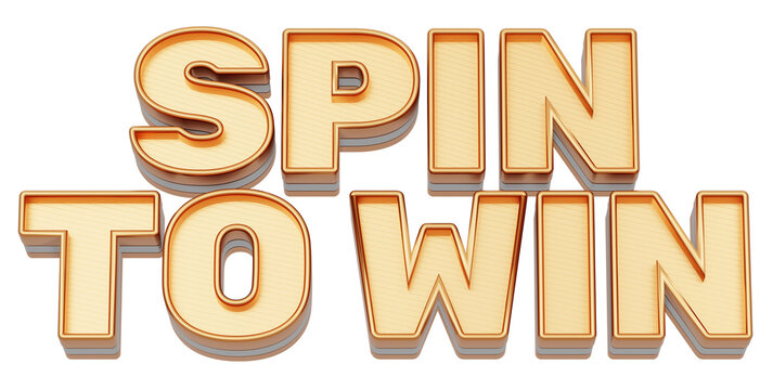 Golden 3d text. typography. 3D illustration. SPIN TO WIN.