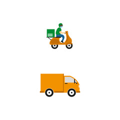 delivery service vector illustration for icon,symbol or logo. motorcycle and truck delivery flat logo