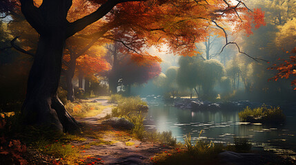 Autumn Natural Background. Generative AI