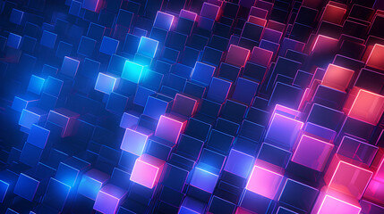 Iridescent Neon Cubes Background. Generative AI
