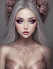 Fototapeta premium Sexy Woman, Fashion Model. Happy Beautiful Girl with beauty Hairstyle and Makeup