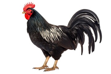 Fototapeta premium A black and white rooster with a red comb created with Generative AI technology