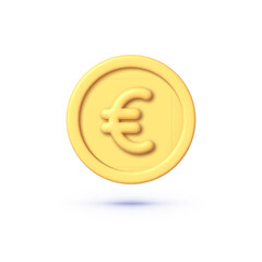 Illustration with yellow euro 3d. Design element. 3d commerce icon vector render illustration