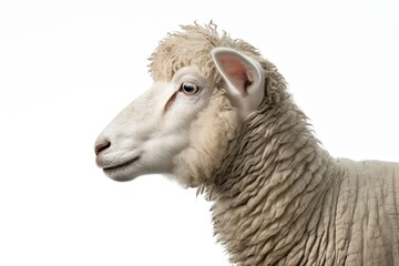 Obraz premium A close-up of a sheep against a white background created with Generative AI technology