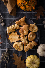 Fototapeta premium Halloween muffins in shape of bat and ghost