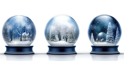 Snow Globes on White background, HD