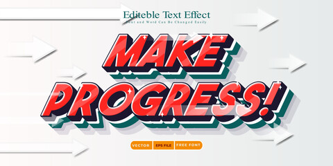 Fototapeta premium Make Progress - A Modern and Minimalist Text Effect with Line Art and Geometric Shapes