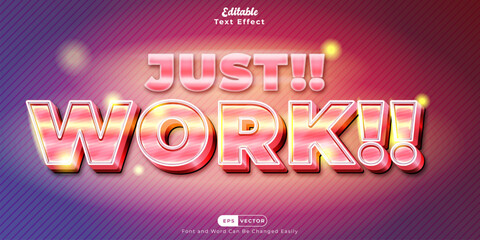 Just Work - A Creative and Stylish 3D Text Effect with Metallic Purple and Gradient Color