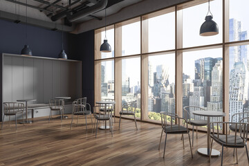 Obraz premium Blue and gray cafe corner with sofa