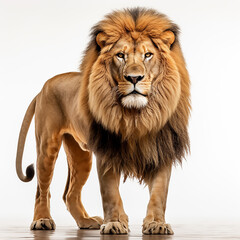 Obraz premium Lion (8 years) - Lion in front of a white background. Made with generative ai