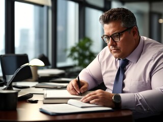 Obraz premium Plus Size Manager Sitting On Desk