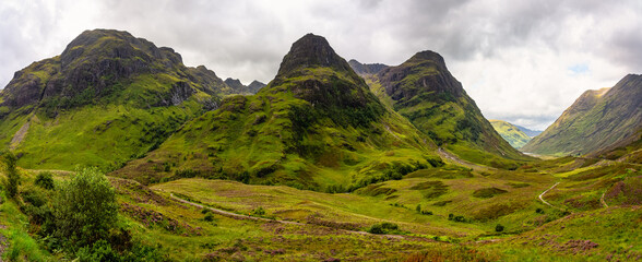 Mountains called the Three Sisters, in the spectacular Glencoe Valley, Scotland, UK.