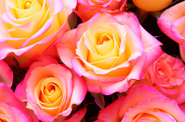 orange pink roses with dark background