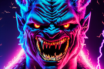 werewolf in flourecent neon lights