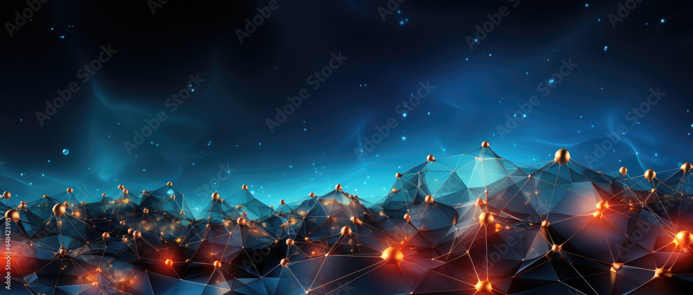 Fototapete concept of big data, machine learning, artificial intelligence, global network.global connecting poi
