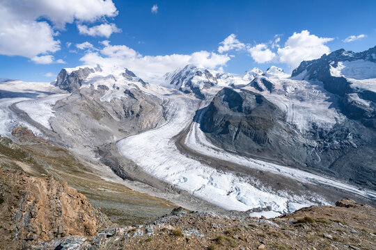 Gorner Glacier (Gornergletscher) and Monte Rosa massif, Zermatt, Switzerland