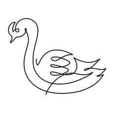 Fototapeta premium Vector continuous one line swan illustration