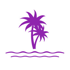 Fototapeta na wymiar purple beach and coconut trees icon