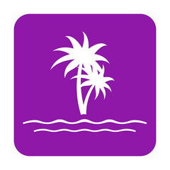 Fototapeta na wymiar purple beach and coconut trees square icon