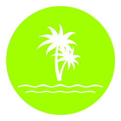 Fototapeta na wymiar green beach and coconut trees circle icon