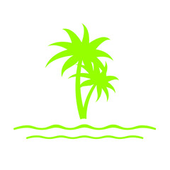 Fototapeta na wymiar green beach and coconut trees icon