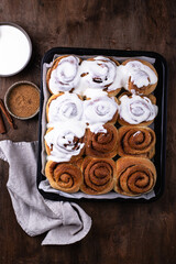 Traditional sweet cinnamon rolls or cinnabon