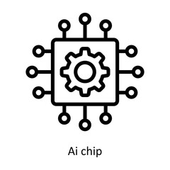 Ai Chip vector  outline Icon Design illustration. Artificial intelligence Symbol on White background EPS 10 File
