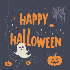 Happy halloween typography poster and element design