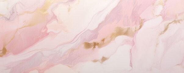 Fototapeta premium Panoramic soft pink and gold marble stone texture background banner with a flowy pattern.