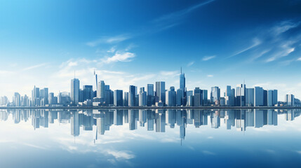 A panoramic view of a modern city skyline as a real estate background
