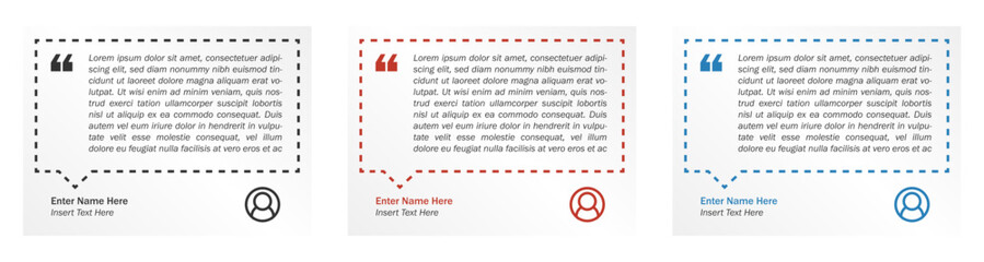 Testimonial Box Vector Template. Quotes Shape With Dotted Line.