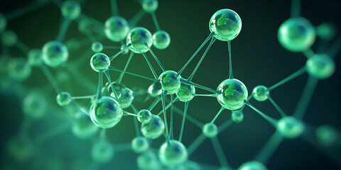  Green Animation of model molecule from glass and crystal Green Chemistry Animated Molecule Model in Crystal Stunning Green Molecule   AI Generative  - obrazy, fototapety, plakaty