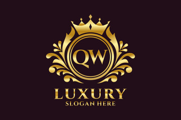 Initial QW Letter Royal Luxury Logo template in vector art for luxurious branding projects and other vector illustration.