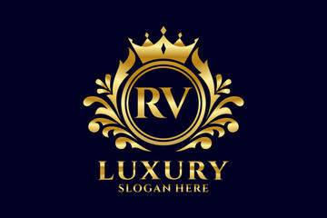 Initial RV Letter Royal Luxury Logo template in vector art for luxurious branding projects and other vector illustration.