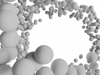 A monochrome image of the circular movement of hashar spheres forms a basis for creativity on a white background.