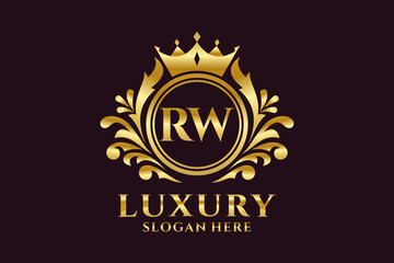 Initial RW Letter Royal Luxury Logo template in vector art for luxurious branding projects and other vector illustration.