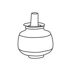 Water pot drawing. Indian water pot with glass drawing on white background. 