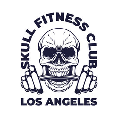 Vector of skull gym and fitness logo design. Black and white logo